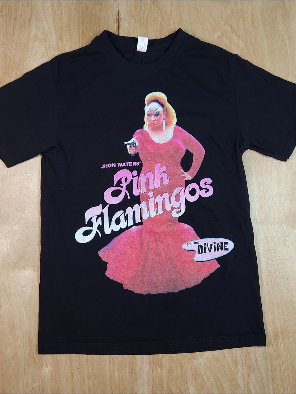 John Waters Pink Flamingos  Unisex Black Short Sleeve T-Shirt Small